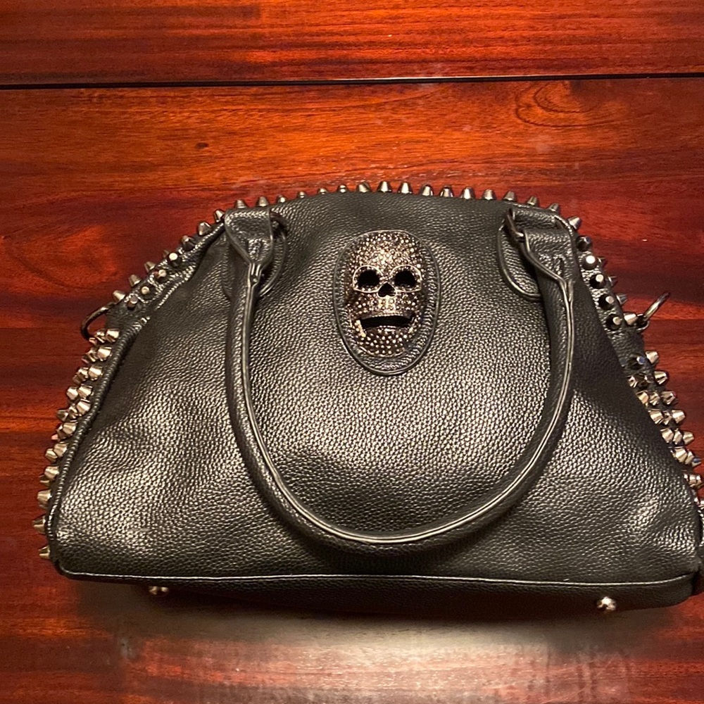 Black Dome shaped studded skull Purse